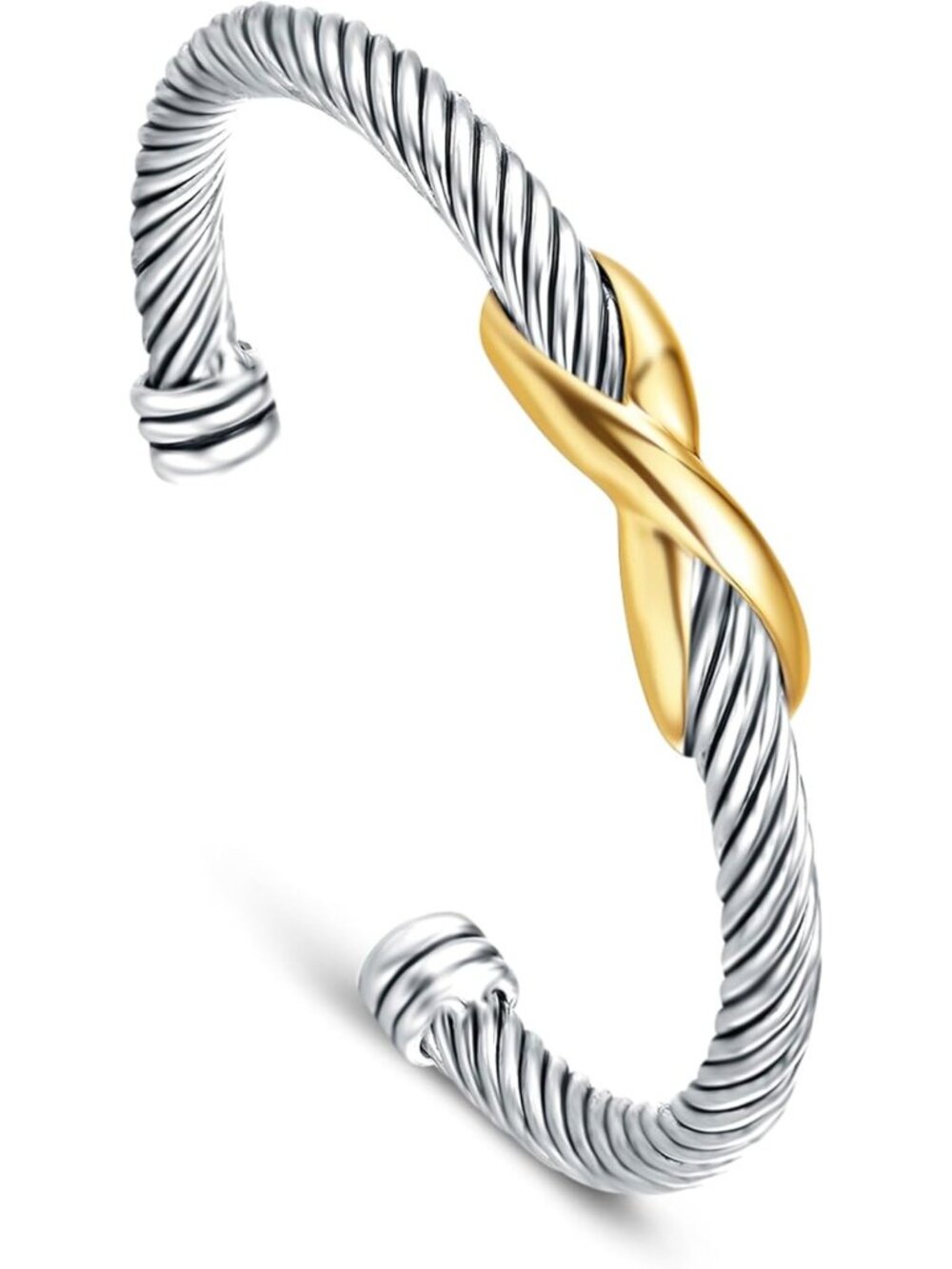 Elegant Twisted Cable Wire Bangle Bracelet with Gemstones - Perfect Holiday Gift